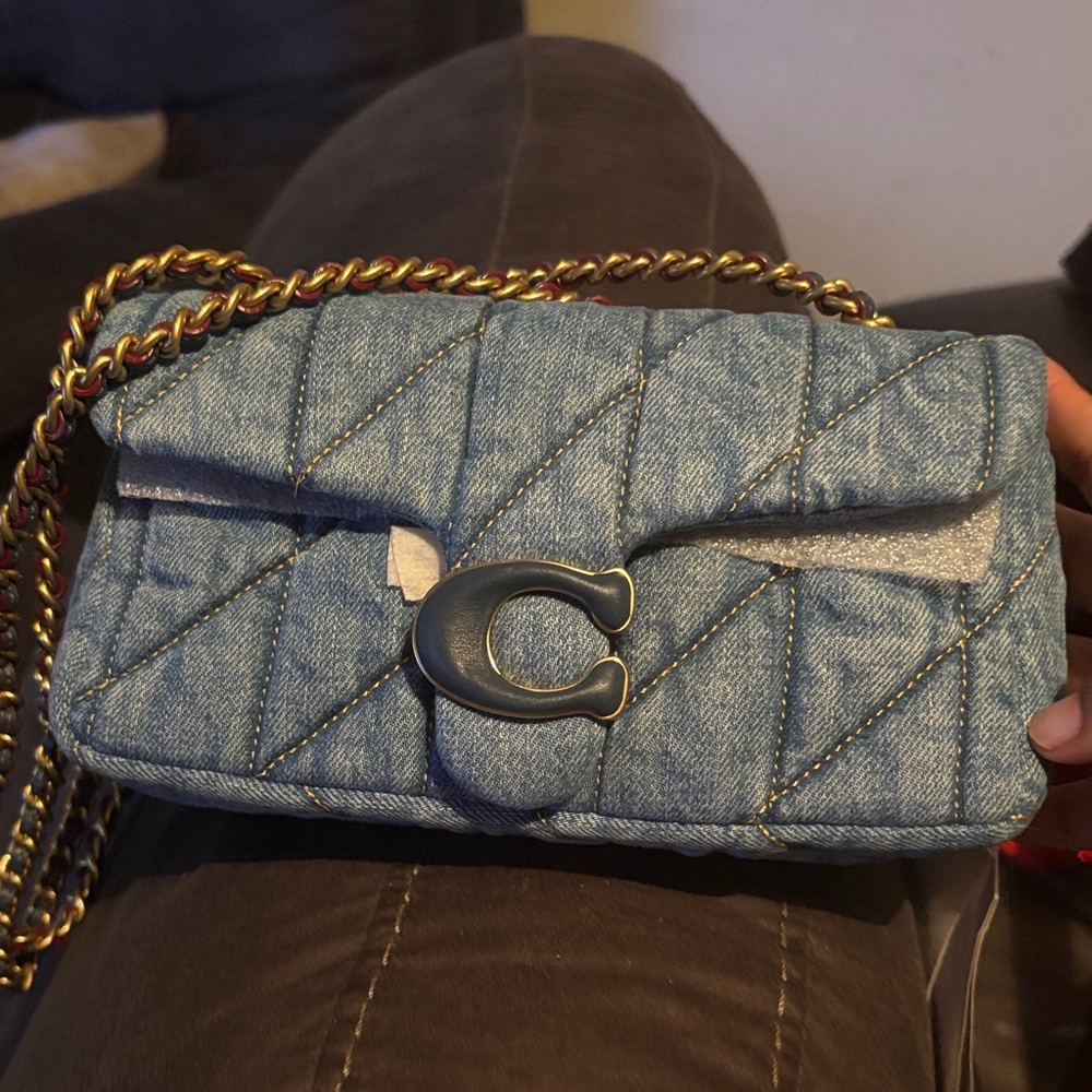 Coach Blue Quilted Crossbody Bag with Chain Strap